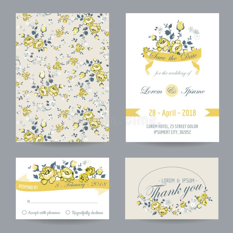 Invitation or Congratulation Card Set - for Wedding, Baby Shower - in vector. Invitation or Congratulation Card Set - for Wedding, Baby Shower - in vector