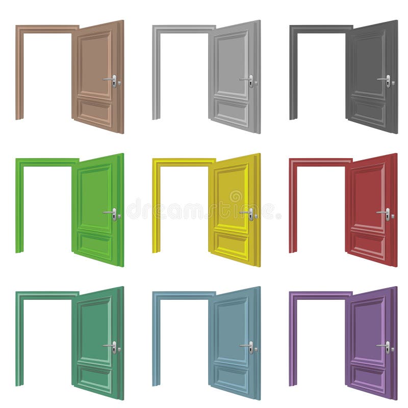 Grupo de cor aberto isolado do desenho da porta ilustração do vetor Grupo de cor aberto isolado do desenho da porta ilustração do vetor