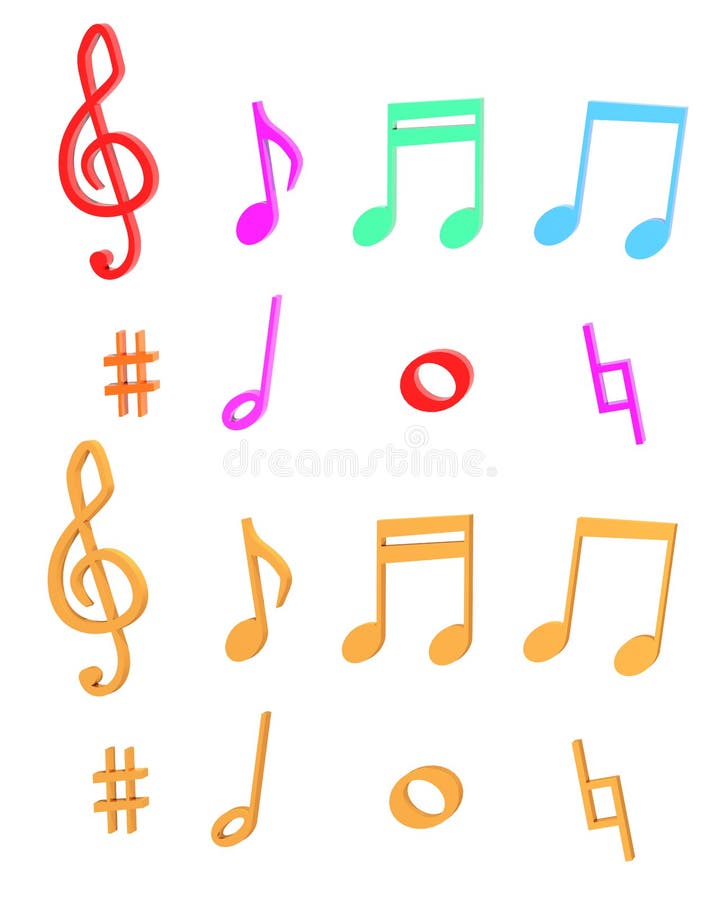 Grupo de cor da nota da música ilustração do vetor Grupo de cor da nota da música ilustração do vetor