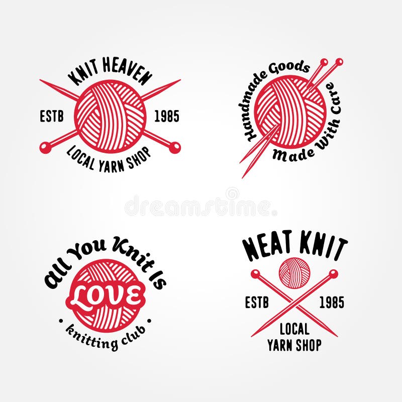 Conjunto de emblemas de tricô ilustração do vetor