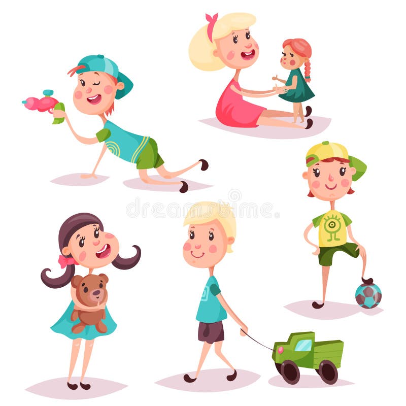 Grupo de crianças ou de crianças de jogo isoladas ilustração royalty free Grupo de crianças ou de crianças de jogo isoladas ilustração royalty free
