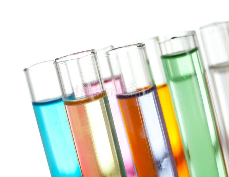 Group of test tubes with a colored liquids in a rack, isolated. Group of test tubes with a colored liquids in a rack, isolated