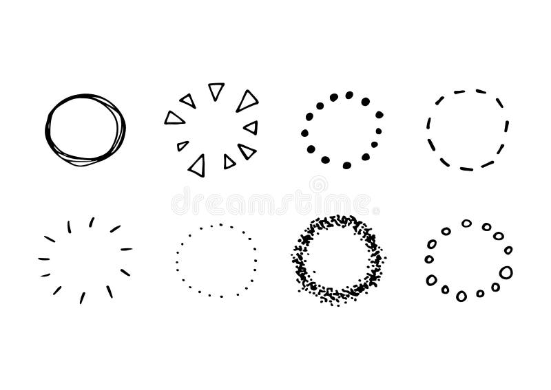 Grupo de círculos tirados mão do vetor O Monochrome, pode ser usado como quadros ilustração royalty free Grupo de círculos tirados mão do vetor O Monochrome, pode ser usado como quadros ilustração royalty free