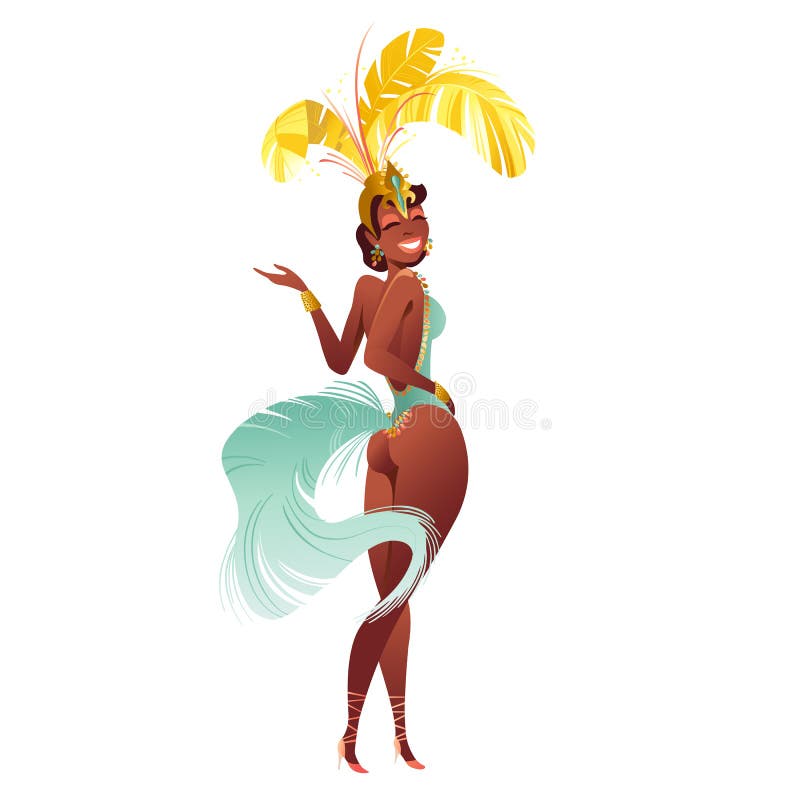 Grupo de dançarino brasileiro do samba A menina do carnaval do vetor que veste um traje do festival está dançando ilustração do vetor Grupo de dançarino brasileiro do samba A menina do carnaval do vetor que veste um traje do festival está dançando ilustração do vetor