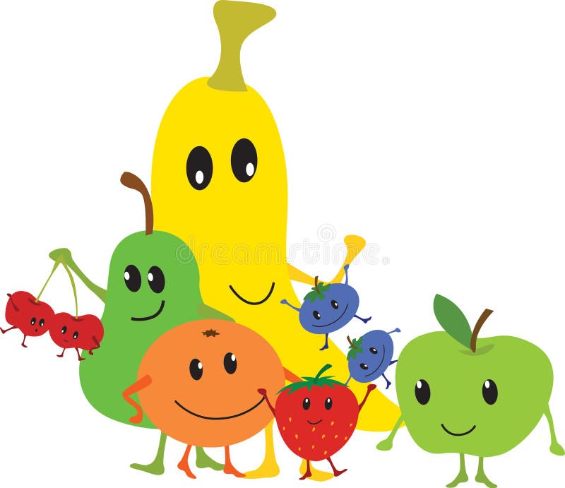 Grupo De Dibujos Animados De Frutas Kawaii Comiendo Saludable Para Los Niños  Ilustración del Vector - Ilustración de sencillo, vena: 193637454