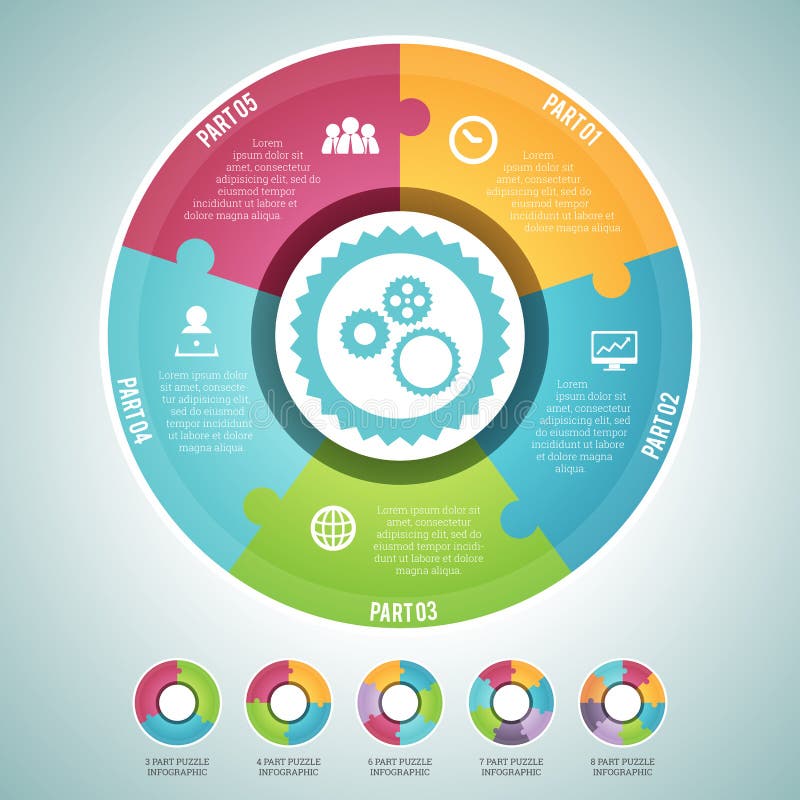 Grupo de elementos de Infographic do enigma do círculo ilustração stock Grupo de elementos de Infographic do enigma do círculo ilustração stock