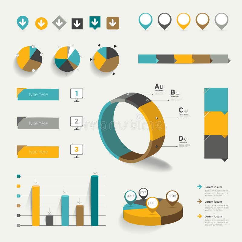 Grupo de elementos infographic lisos. ilustração royalty free Grupo de elementos infographic lisos. ilustração royalty free