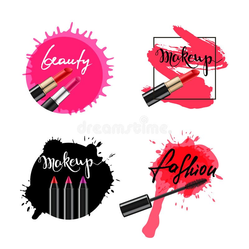 Grupo de etiquetas do vetor, crachás, bandeiras com cosmético da composição ilustração royalty free Grupo de etiquetas do vetor, crachás, bandeiras com cosmético da composição ilustração royalty free