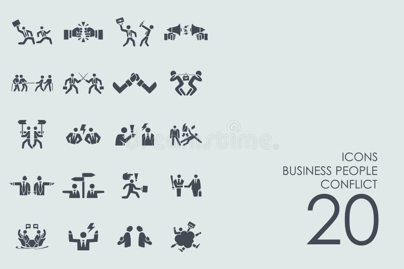 Grupo de executivos dos ícones do conflito ilustração royalty free Grupo de executivos dos ícones do conflito ilustração royalty free