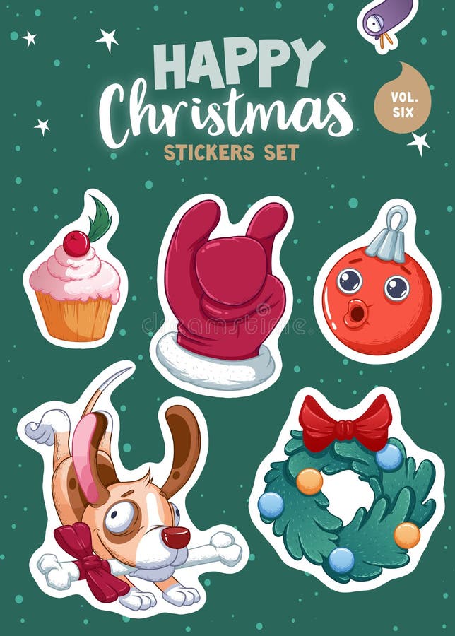 Grupo de Feliz Natal e de etiquetas ou de ímãs do ano novo feliz Lembranças festivas ilustração royalty free Grupo de Feliz Natal e de etiquetas ou de ímãs do ano novo feliz Lembranças festivas ilustração royalty free