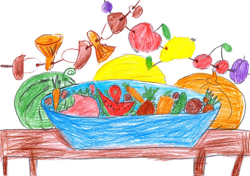Frutas E Legumes Pintados Conjunto De Objetos Desenho De Criança Desenho De  Papel Trabalho De Arte Ilustração Chilros Desenho Ilustração Stock -  Ilustração de aprenda, lido: 207170623