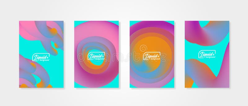 Grupo de fundos abstratos com formas fluidas Moldes de tampas com objetos líquidos ilustração stock Grupo de fundos abstratos com formas fluidas Moldes de tampas com objetos líquidos ilustração stock
