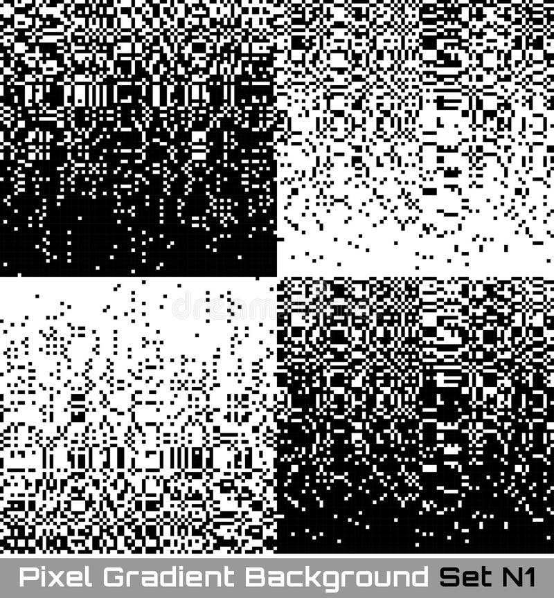 Set of Pixel Abstract technology gradient bw backgrounds. Business black white mosaic backdrops with failing pixels. Pixelated pattern textures. Big data flow vector Illustration. Set of Pixel Abstract technology gradient bw backgrounds. Business black white mosaic backdrops with failing pixels. Pixelated pattern textures. Big data flow vector Illustration.