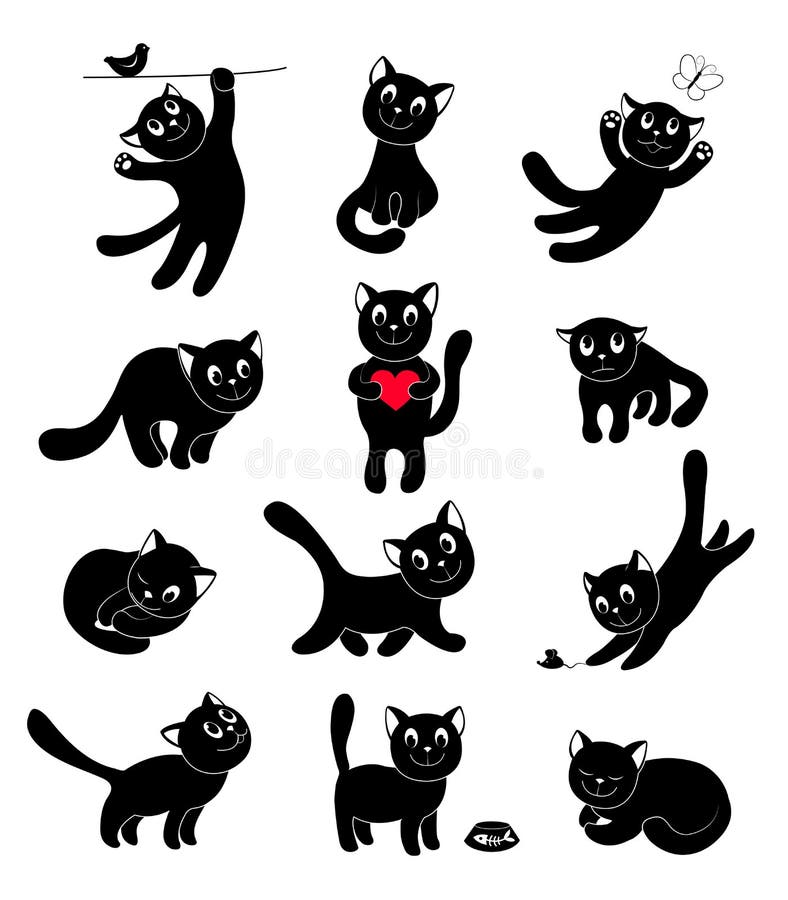 Engraçado desenhos animados gatos personagens diferentes raças ilustração.  Kitty jovem animal de estimação imagem vetorial de VectorShow© 173724772