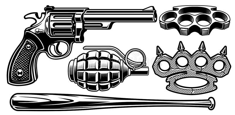 Jogo das armas diferentes do vetor isolado objetos