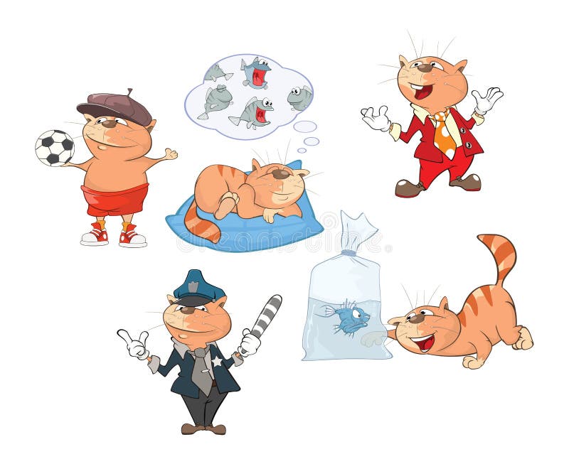 Grupo de ilustração dos desenhos animados Gatos bonitos para você projeto ilustração royalty free Grupo de ilustração dos desenhos animados Gatos bonitos para você projeto ilustração royalty free