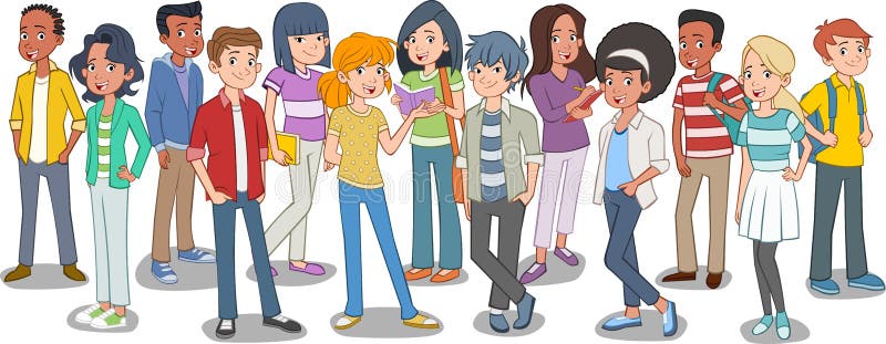 Grupo de jóvenes caricaturistas libre illustration