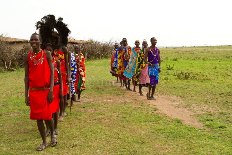Grupo de quenianos da tribo Masai fotografia de stock