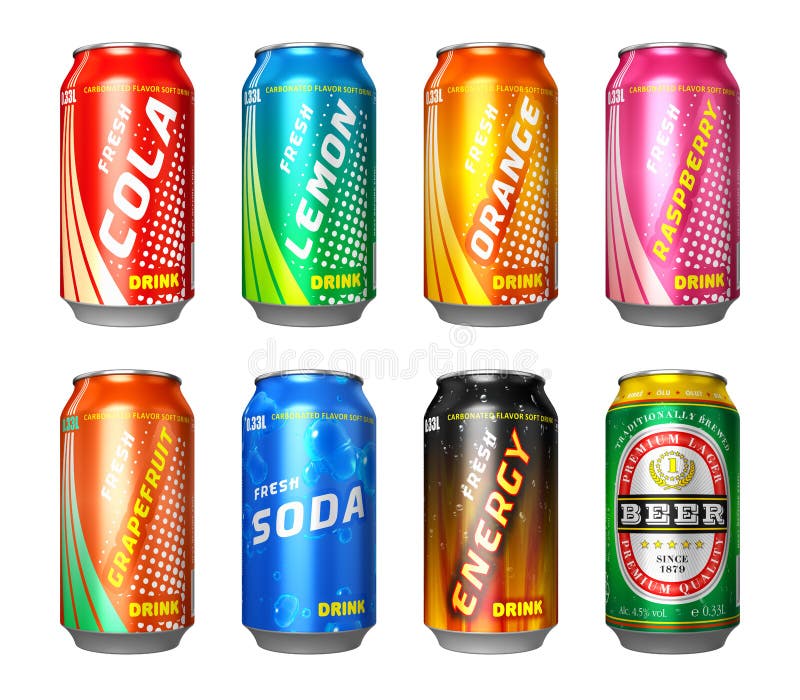 Grupo de latas da bebida ilustração royalty free Grupo de latas da bebida ilustração royalty free