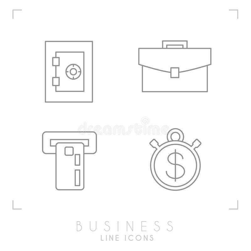 Grupo de linha negócio fino e ícones financeiros ilustração royalty free Grupo de linha negócio fino e ícones financeiros ilustração royalty free