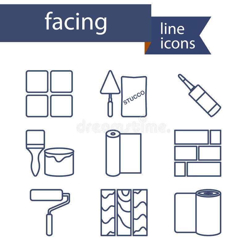 Grupo de linha ícones para DIY, materiais de terminação ilustração do vetor Grupo de linha ícones para DIY, materiais de terminação ilustração do vetor