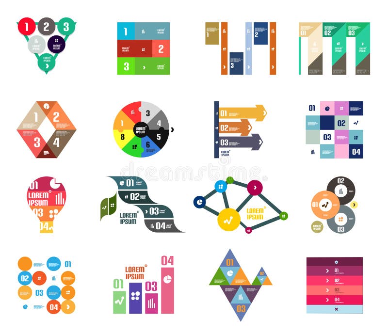 Conjunto de modelos de infográficos ilustração royalty free