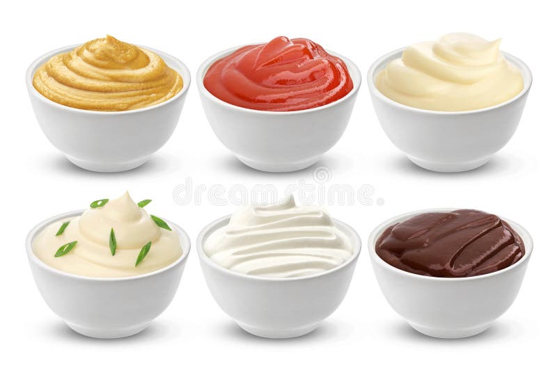 Set of different sauces isolated on white, with clipping path. Set of different sauces isolated on white, with clipping path