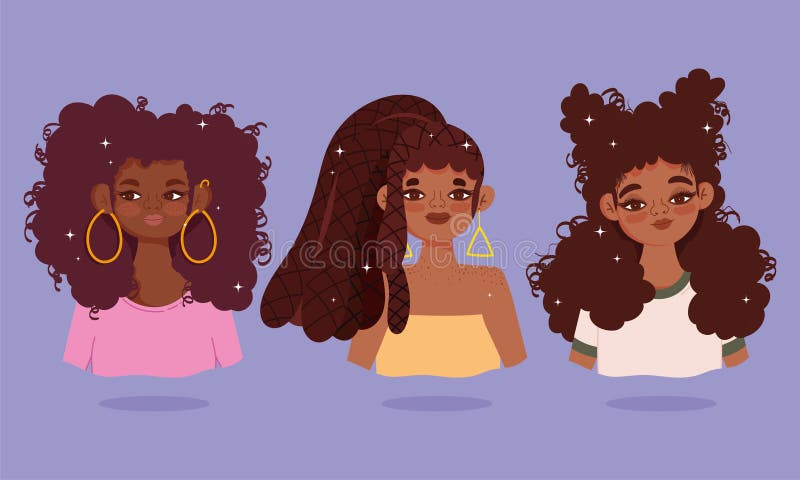 Grupo De Mujeres Negras Con Pelo Rizado Y Dibujos Animados De Estilo Diferente Ilustración del Vector - Ilustración de oscuro, americano: 194174150 Grupo De Mujeres Negras Con Pelo Rizado Y Dibujos Animados De Estilo Diferente Ilustración del Vector - Ilustración de oscuro, americano: 194174150