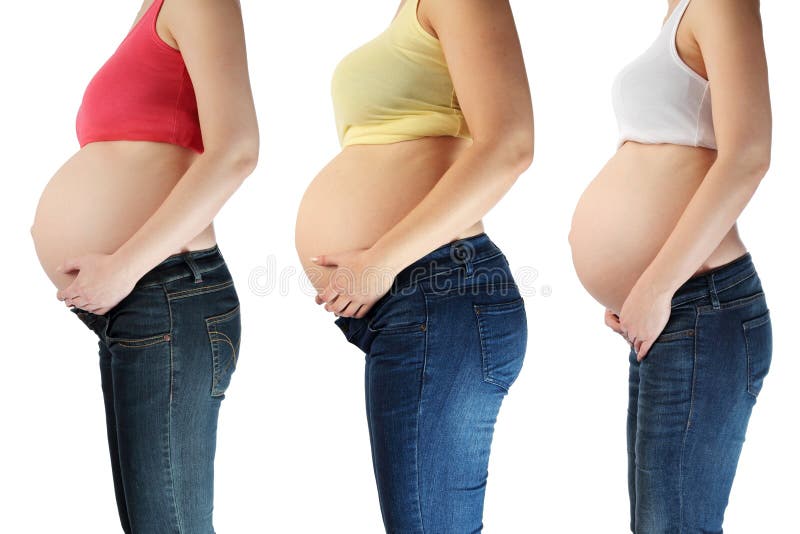 Grupo de mulheres do pregnetn na vista lateral foto de stock Grupo de mulheres do pregnetn na vista lateral foto de stock