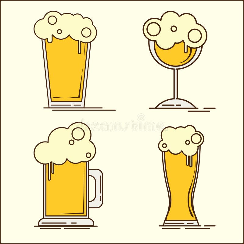Grupo de Oktoberfest de ícones da cerveja lisa Garrafa de cerveja, vidro, pinta Ilustração lisa do vetor Grupo simples de ícones ilustração stock Grupo de Oktoberfest de ícones da cerveja lisa Garrafa de cerveja, vidro, pinta Ilustração lisa do vetor Grupo simples de ícones ilustração stock