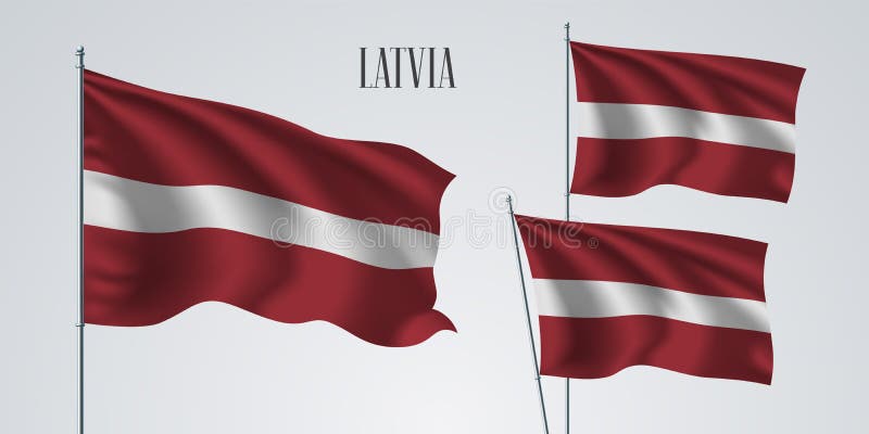 Grupo de ondulação da bandeira de Letónia de ilustração do vetor ilustração do vetor Grupo de ondulação da bandeira de Letónia de ilustração do vetor ilustração do vetor