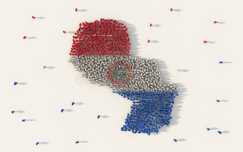 Grupo de personas grande que forma el mapa de Paraguay y la bandera nacional en concepto social de los medios y de la comunidad e libre illustration Grupo de personas grande que forma el mapa de Paraguay y la bandera nacional en concepto social de los medios y de la comunidad e libre illustration
