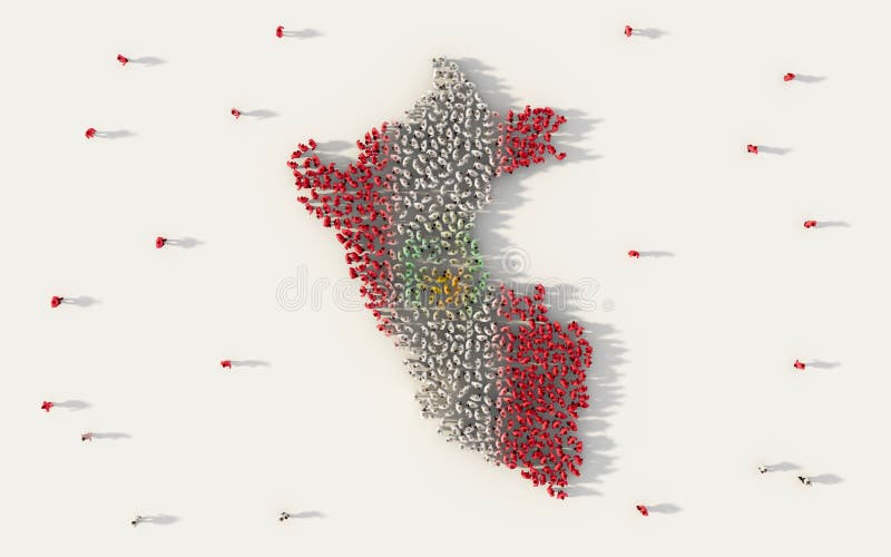 Grupo de personas grande que forma el mapa de Perú y la bandera nacional en concepto social de los medios y de la comunidad en el ilustración del vector Grupo de personas grande que forma el mapa de Perú y la bandera nacional en concepto social de los medios y de la comunidad en el ilustración del vector