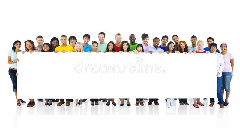 Grupo de personas grande que lleva a cabo al tablero imagen de archivo libre de regalías Grupo de personas grande que lleva a cabo al tablero imagen de archivo libre de regalías