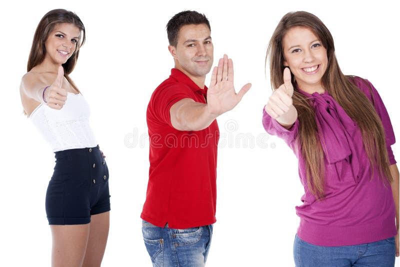 Grupo de personas que hace muestras con los dedos foto de archivo Grupo de personas que hace muestras con los dedos foto de archivo