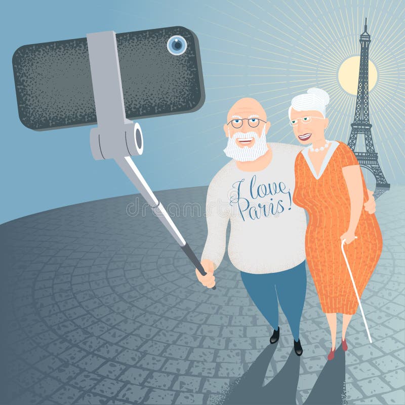 Grupo de pessoas adultas que fazem a foto do selfie com smartphone ilustração royalty free Grupo de pessoas adultas que fazem a foto do selfie com smartphone ilustração royalty free