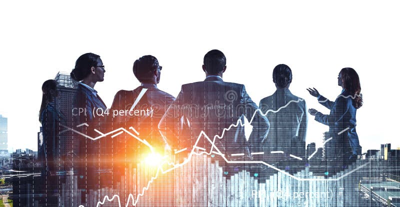 Grupo de pessoas de negócios delineado com fundo iluminado imagem de stock royalty free