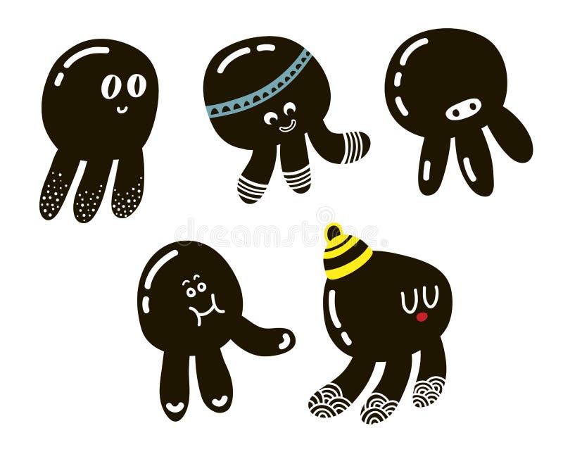 Grupo de polvo pretos bonitos ilustração stock Grupo de polvo pretos bonitos ilustração stock