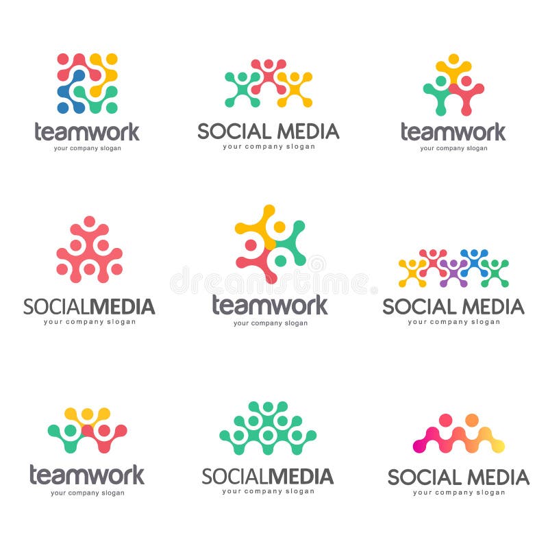 Grupo de projeto do logotipo do vetor para meios sociais, trabalhos de equipa, aliança ilustração stock Grupo de projeto do logotipo do vetor para meios sociais, trabalhos de equipa, aliança ilustração stock