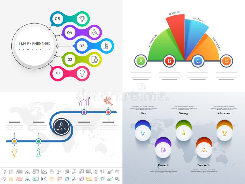 Grupo de projeto de Infographic do espaço temporal com 5 e 4 níveis em quatro d ilustração royalty free Grupo de projeto de Infographic do espaço temporal com 5 e 4 níveis em quatro d ilustração royalty free