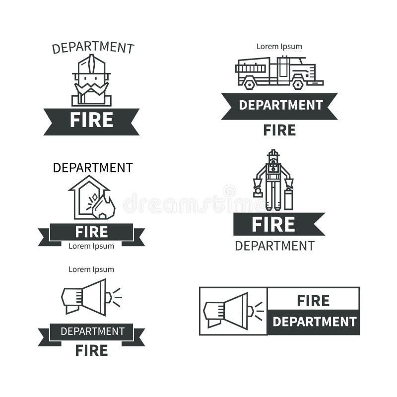 Grupo de proteção contra incêndios das etiquetas ilustração stock Grupo de proteção contra incêndios das etiquetas ilustração stock