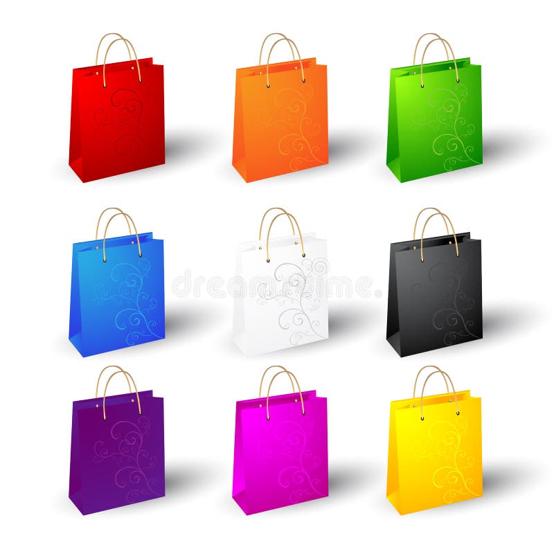 Grupo de sacos de compras ilustração do vetor Grupo de sacos de compras ilustração do vetor