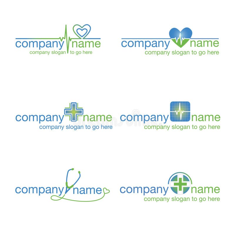 Grupo de seis logotipos médicos