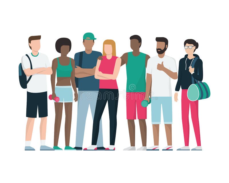 Grupo de Sportspeople que levanta junto ilustração royalty free Grupo de Sportspeople que levanta junto ilustração royalty free