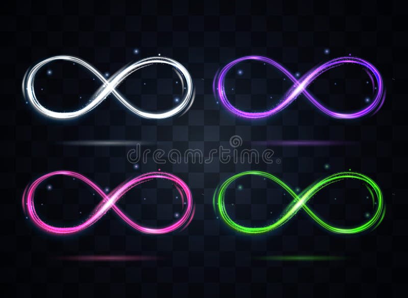 Grupo de s?mbolo brilhante da infinidade da cor em um fundo escuro Vetor ilustração do vetor Grupo de s?mbolo brilhante da infinidade da cor em um fundo escuro Vetor ilustração do vetor