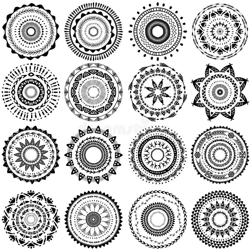 Grupo de teste padrão redondo do ornamento ilustração royalty free Grupo de teste padrão redondo do ornamento ilustração royalty free