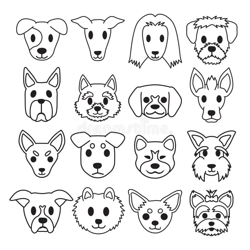 Desenho Simples Da Cara Do Cão Dos Desenhos Animados Ilustração do