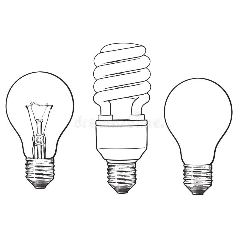 Grupo de transparente, de opaco, de incandescência e ampola de poupança de energia ilustração royalty free Grupo de transparente, de opaco, de incandescência e ampola de poupança de energia ilustração royalty free