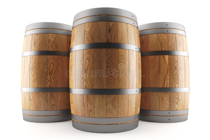 Grupo de tres barriles de vino ilustración del vector
