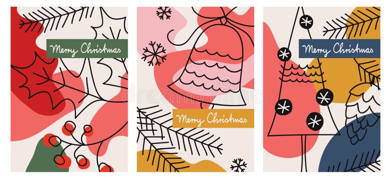 Grupo de três cartões do Natal